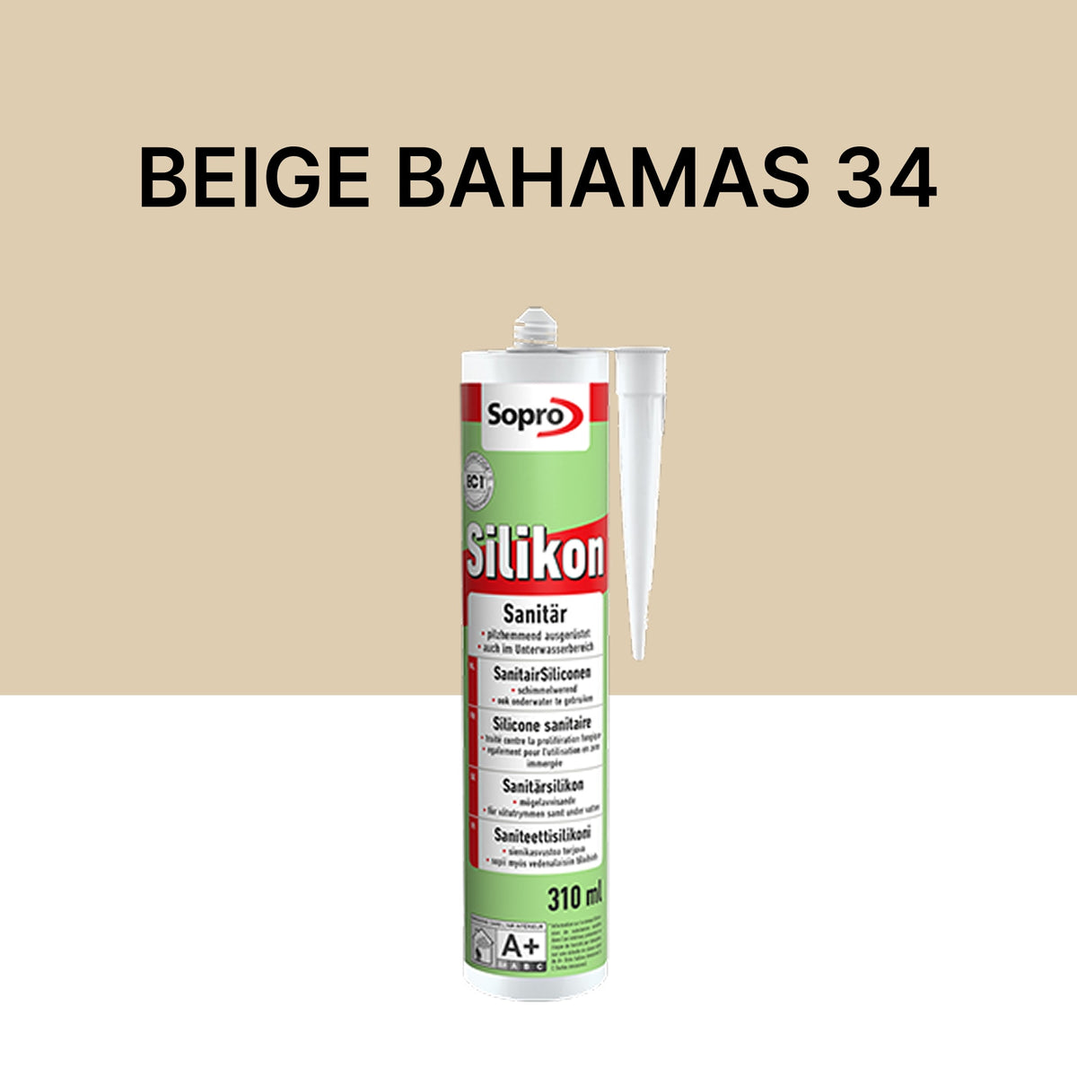 Mastic silicone spécial piscine - Beige Bahamas 34 - 310 ml