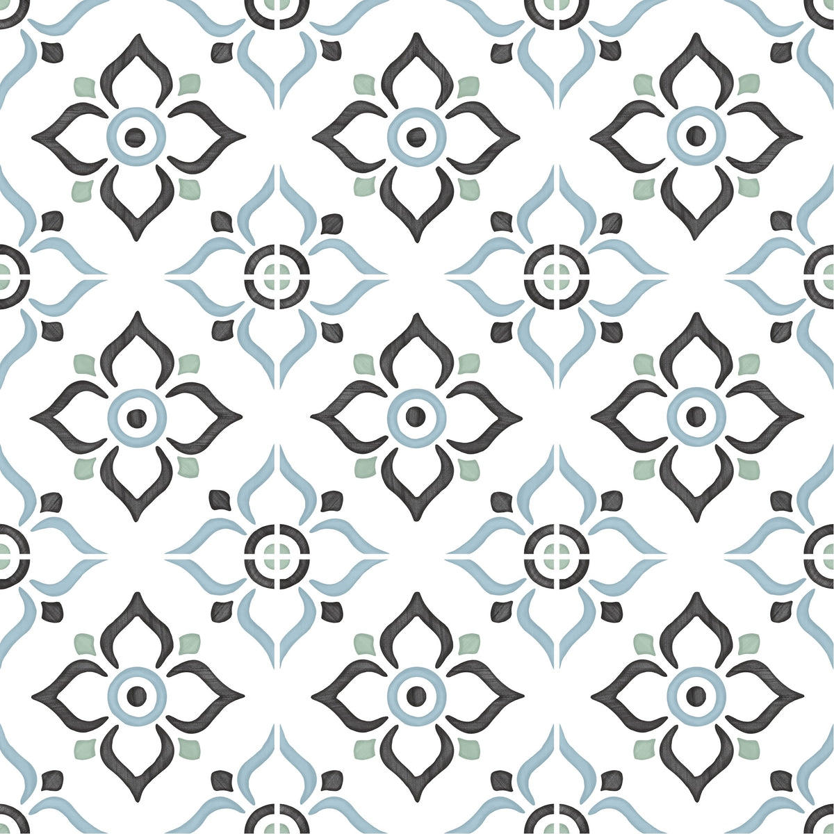 Carrelage effet Carreau ciment Trivano Bleu 12,3x12,3x0,87 cm Tanerio - Sol et mur intérieur