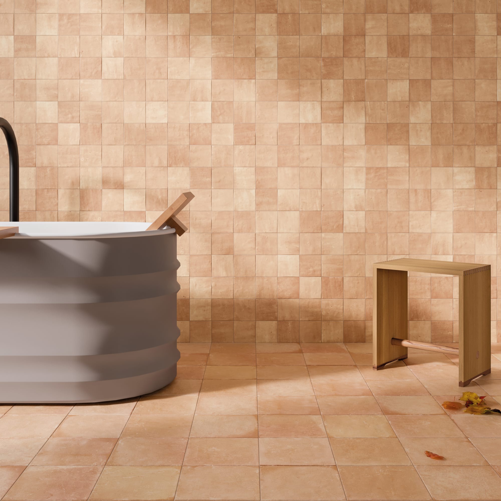Carrelage effet Zellige Terracotta 10,7x10,7x0,9 cm Velmio - Mur intérieur