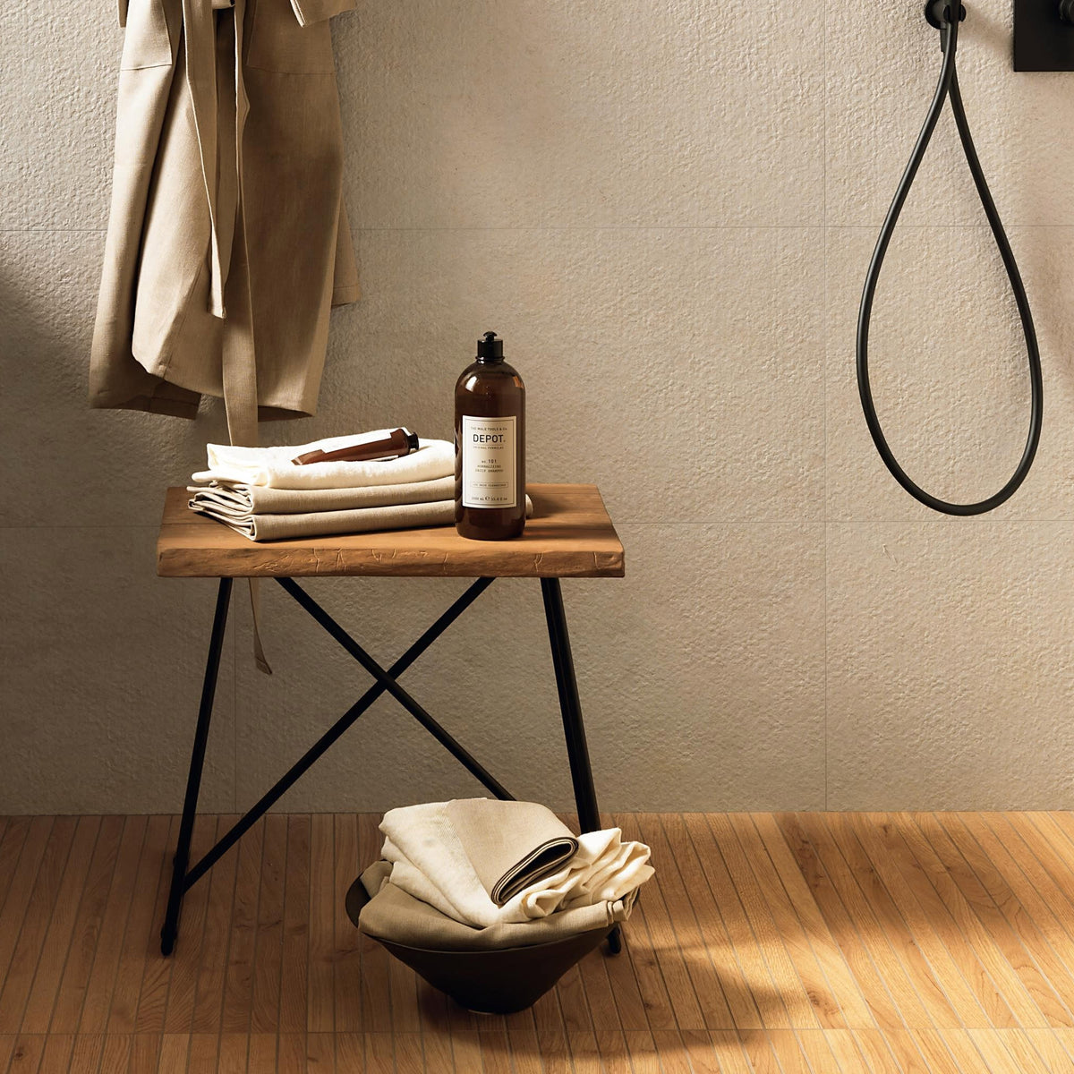 Carrelage effet Parquet Bois Chêne Brun Stripe 75x18,5x0,9 cm Mat Bravino - Sol et mur intérieur