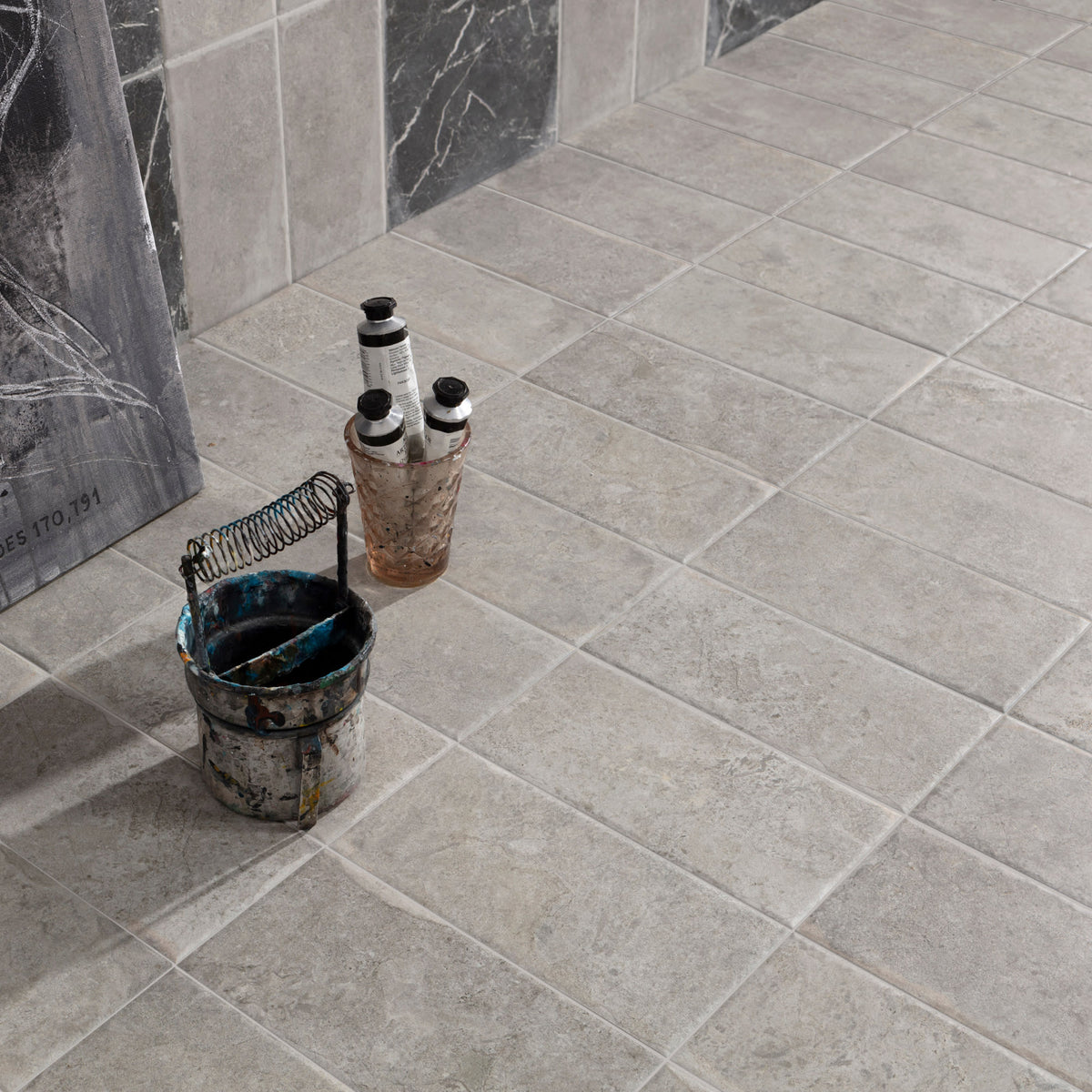 Carrelage Vintage effet Béton Gris 22,3x22,3x0,9 cm Palazzo - Sol et mur intérieur
