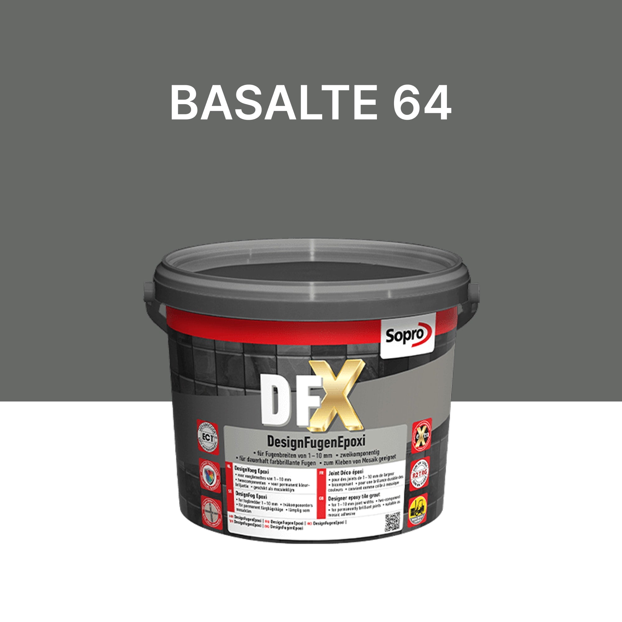 Joint / Colle époxy carrelage et piscine - Basalte 64 - Sopro DFX - 3 kg