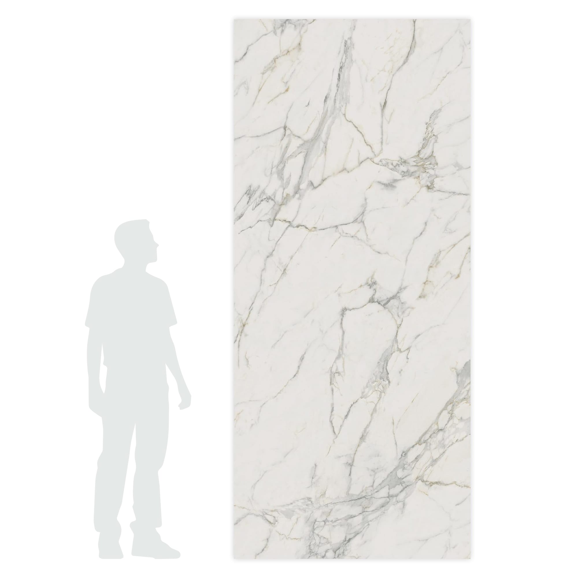 Carrelage effet Marbre Blanc Calacatta Extra Bookmatch A 278x120x0,6 cm Brillant Clarenza - Mur intérieur