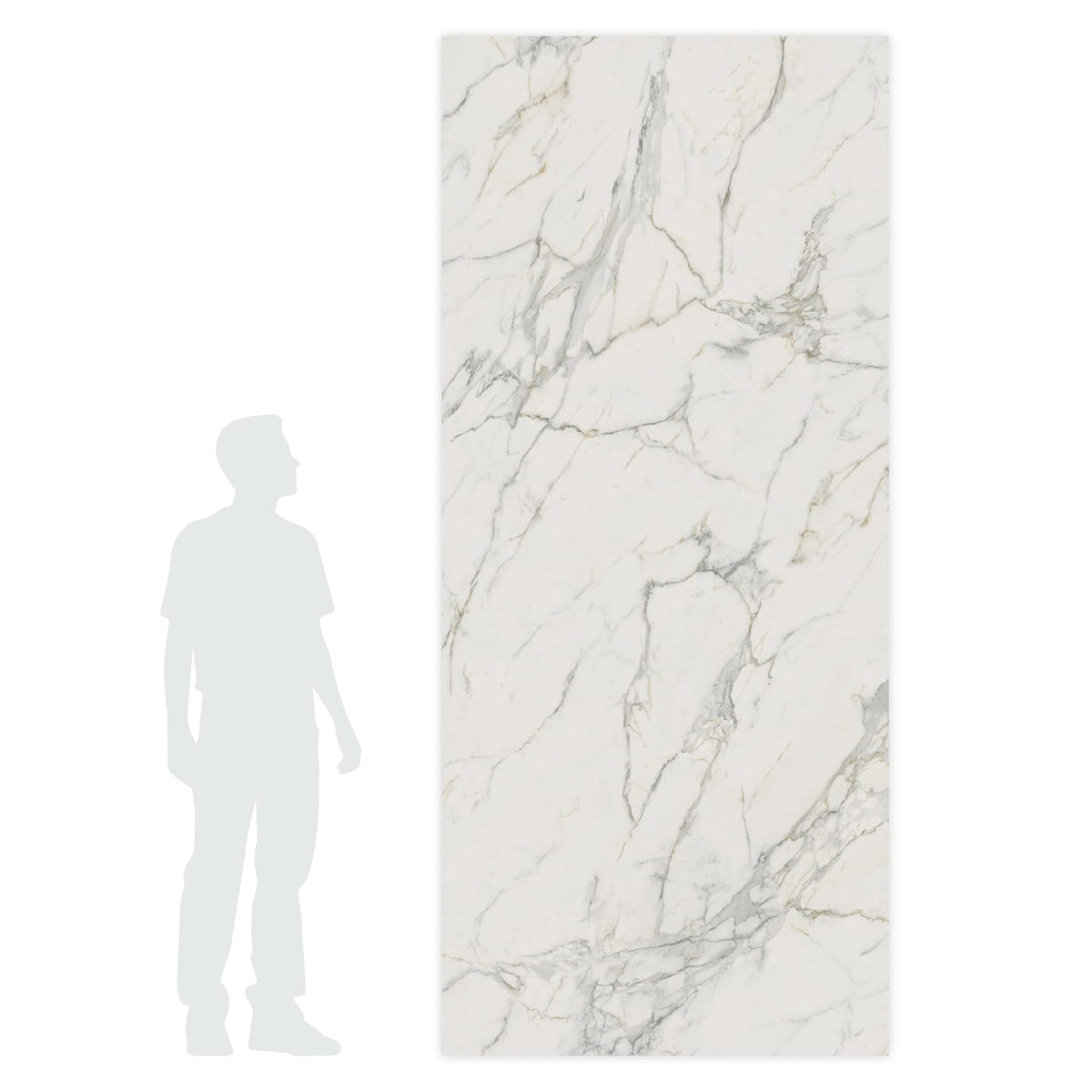 Carrelage effet Marbre Blanc Calacatta Extra Bookmatch A 278x120x0,6 cm Brillant Clarenza - Mur intérieur