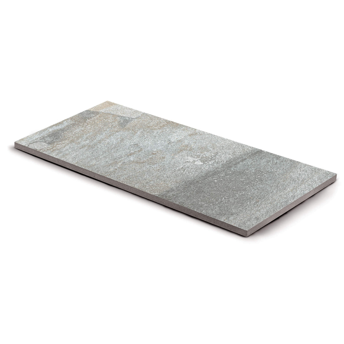 Pas japonais Rectangle Grès cérame effet Pierre Grise Treviso 80x40x2 cm