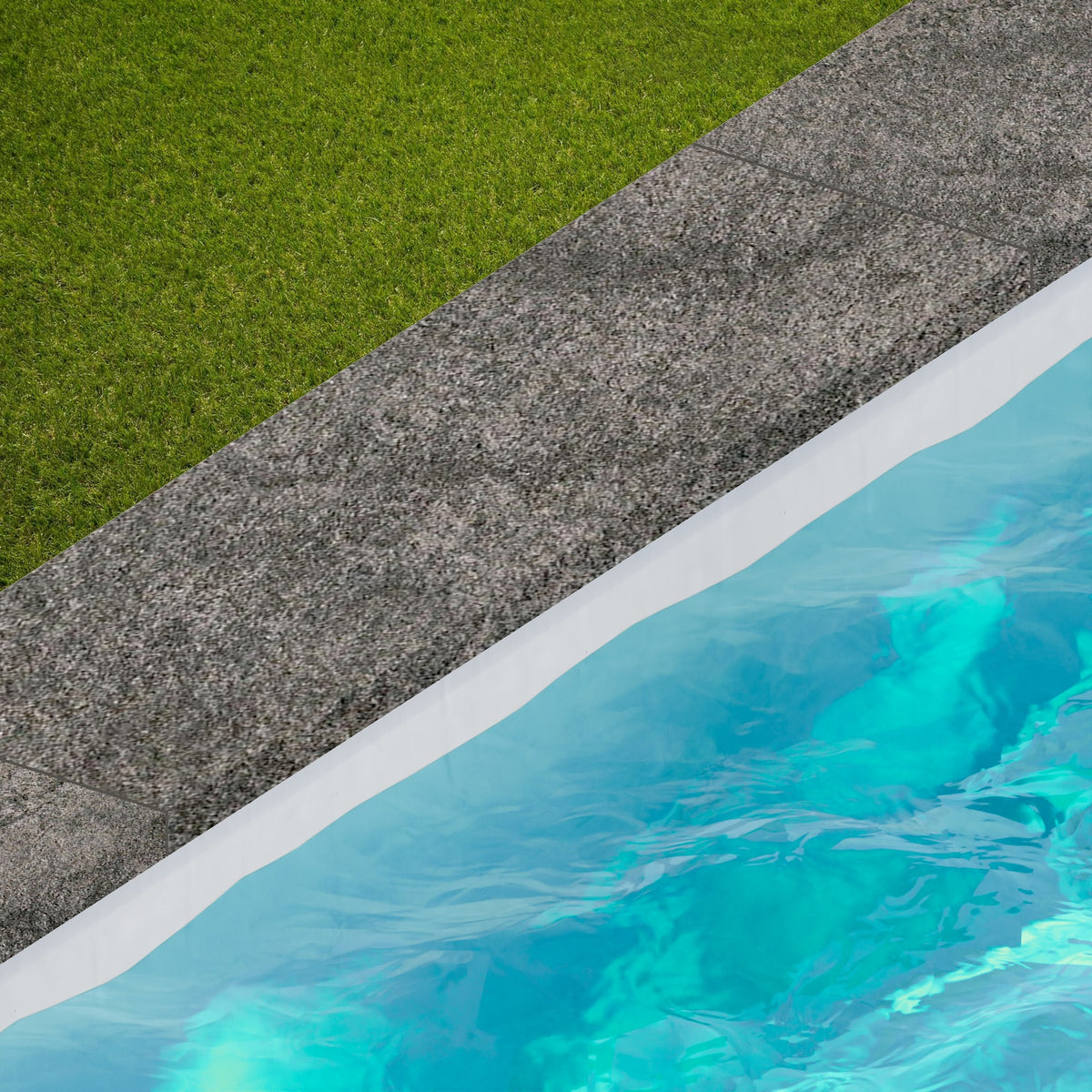 Margelle de piscine effet Pierre Quartzite Gris Argile 120x33x2 cm Bord Droit avec retombée Teravio