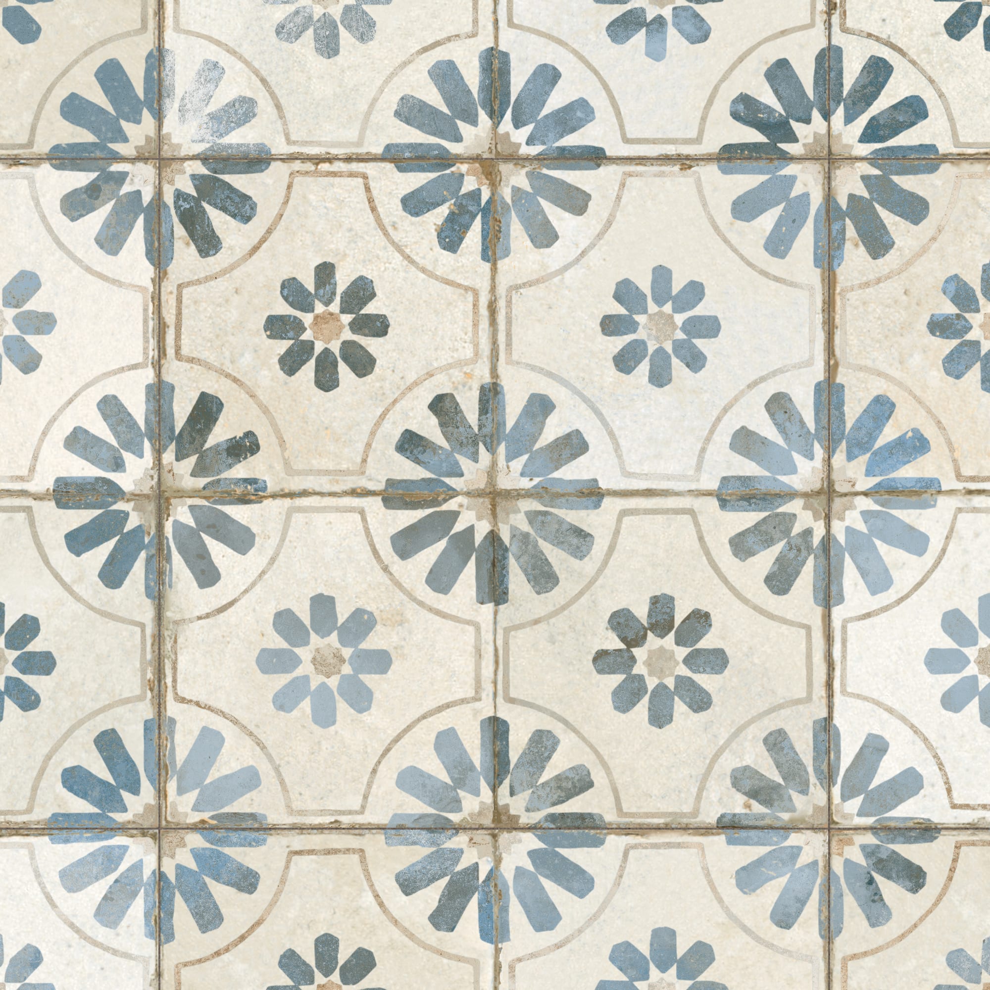 Carrelage Vintage effet Carreau ciment Bleu 45x45x0,95 cm Selvara - Sol et mur intérieur