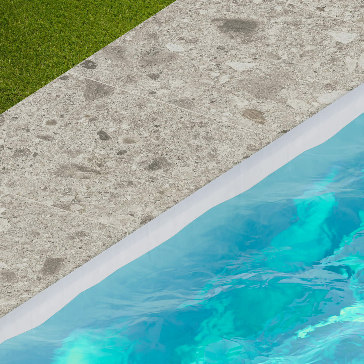 Margelle de piscine effet Pierre Ceppo di Gré Gris Clair 60x60x2 cm Bord 1/2 Rond Massira