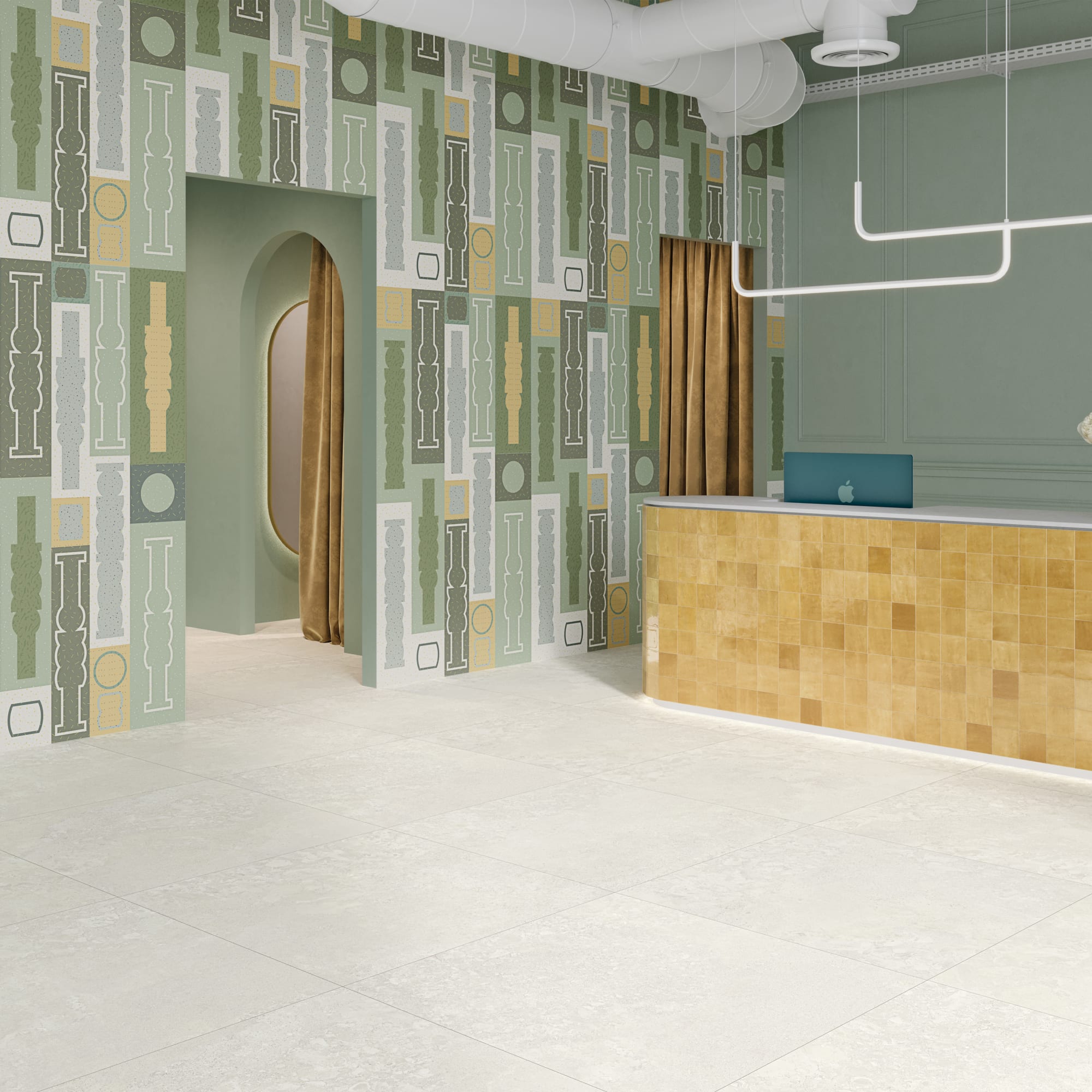 Carrelage effet Pierre Blanc Grisé 90x90x0,9 cm Alvior - Sol et mur intérieur