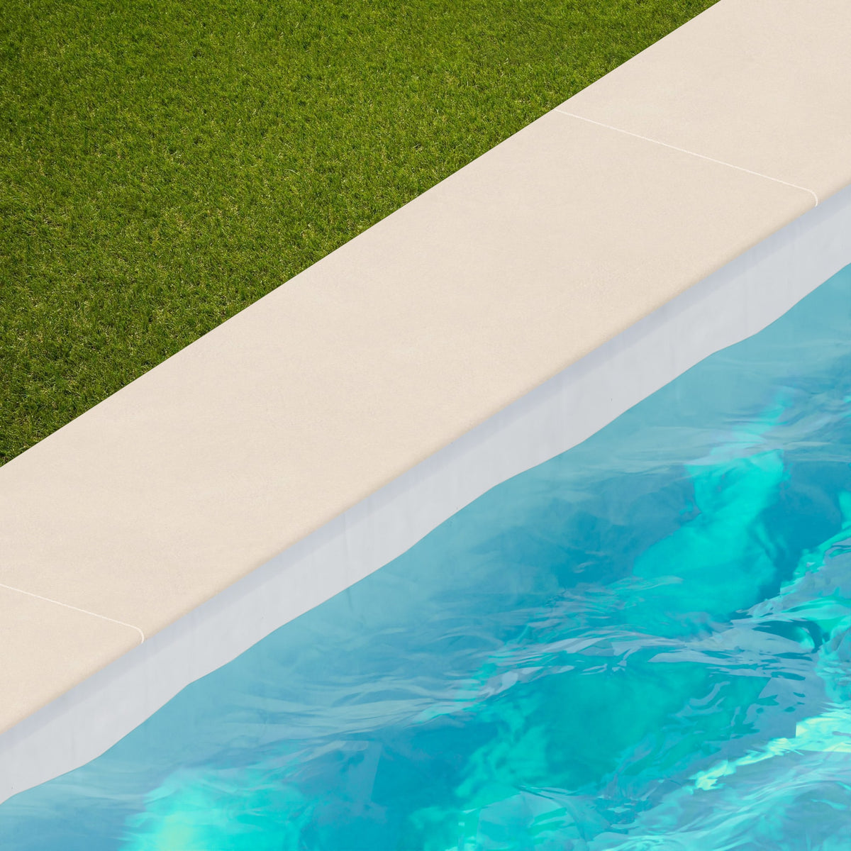 Margelle de piscine effet Béton Blanc Minéral 120x33x2 cm Bord 1/2 Rond Benzaro