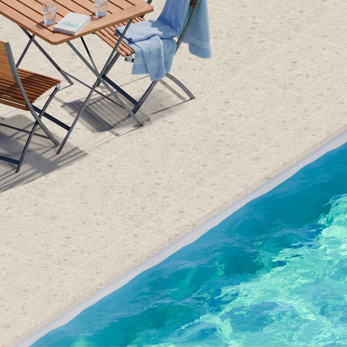 Margelle de piscine effet Pierre Ceppo di Gré Beige 60x20x2 cm Bord Droit avec retombée Massira