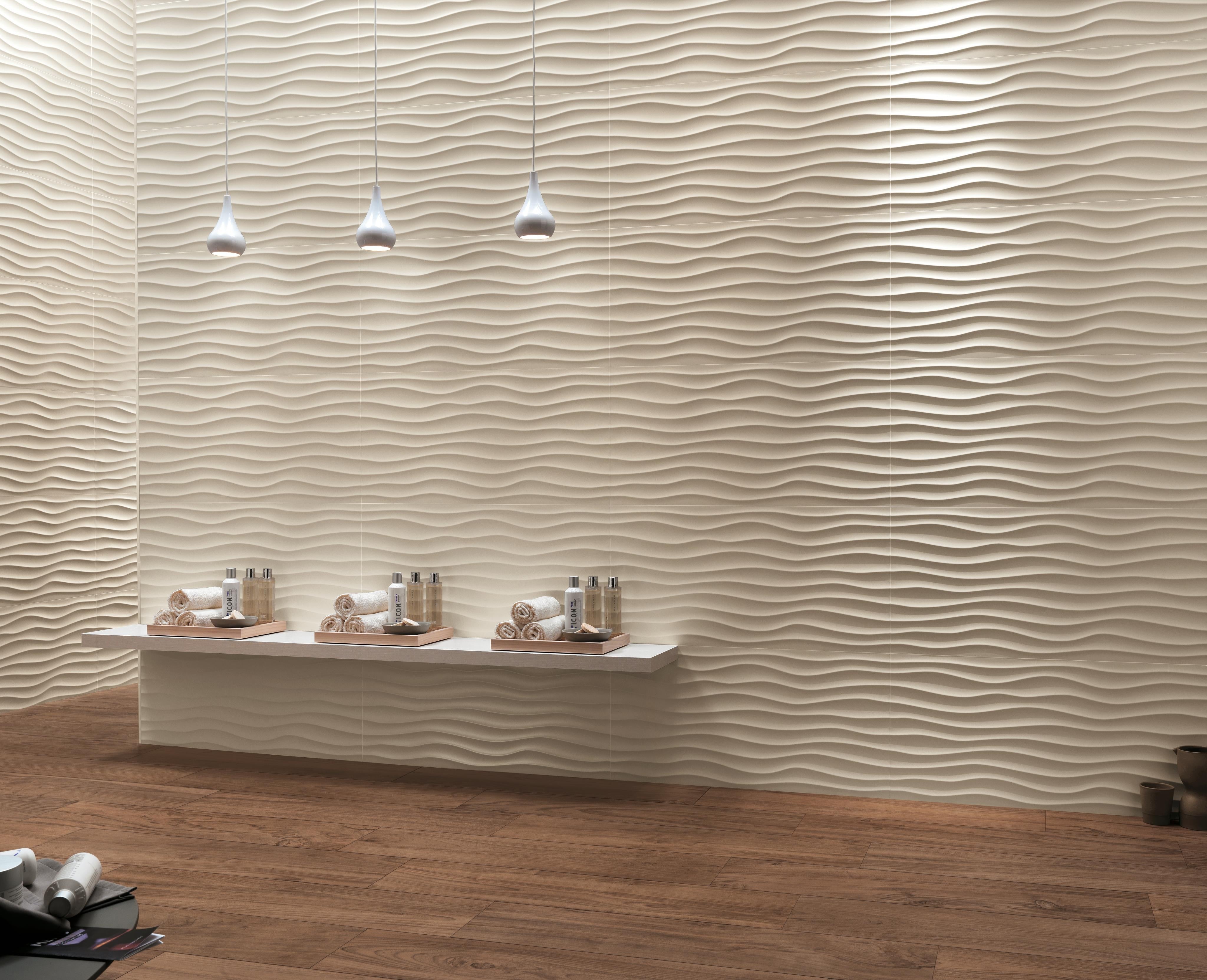 Carrelage 3D Beige Hill 80x40x1 cm Mat Cavaro - Mur intérieur