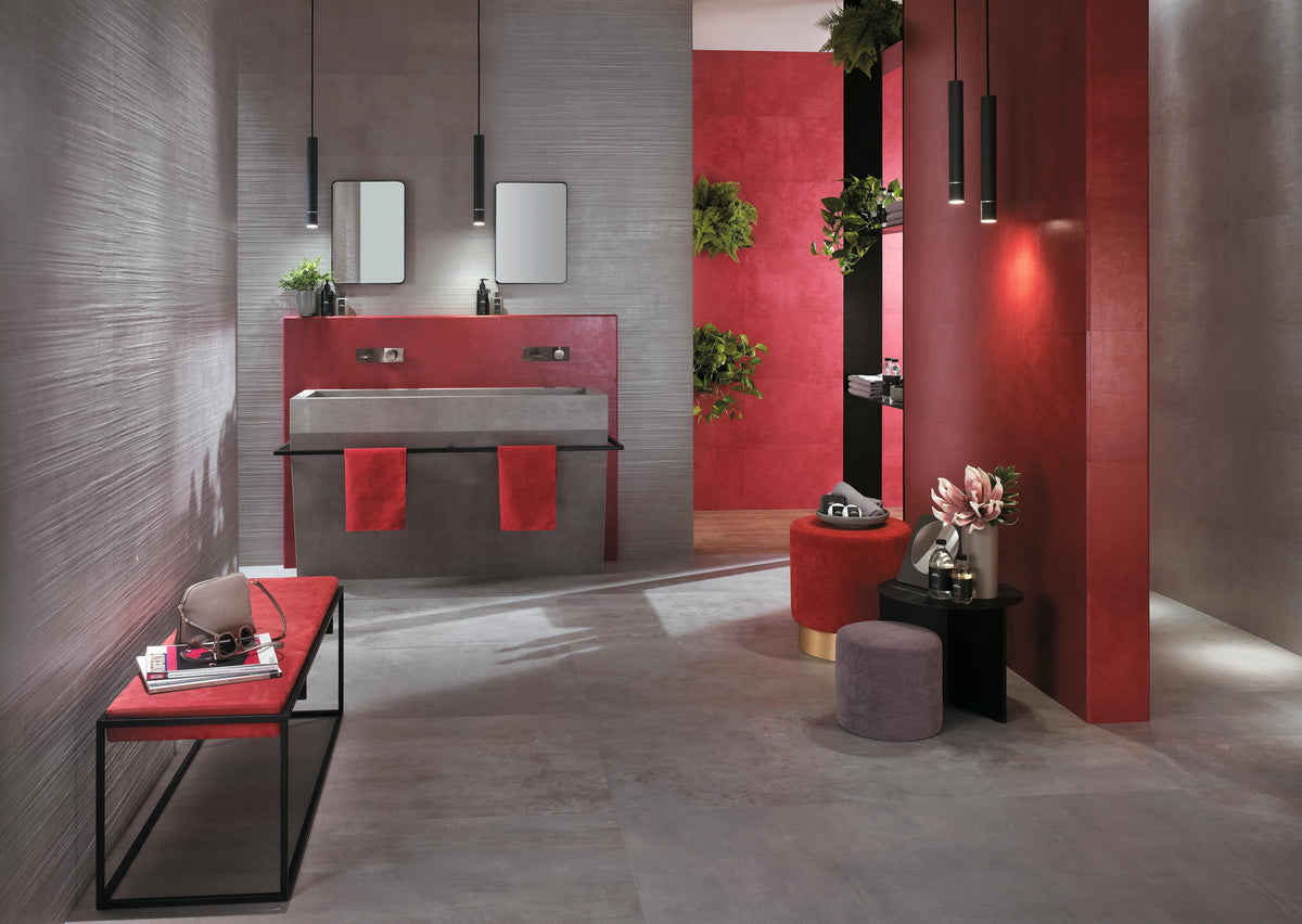 Carrelage effet Béton Gris Cendré 80x40x0,85 cm Mat Gravino - Mur intérieur