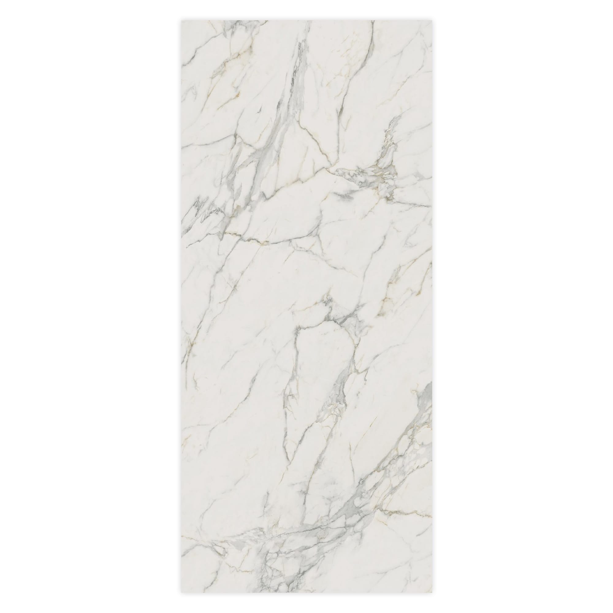 Carrelage effet Marbre Blanc Calacatta Extra Bookmatch A 278x120x0,6 cm Brillant Clarenza - Mur intérieur
