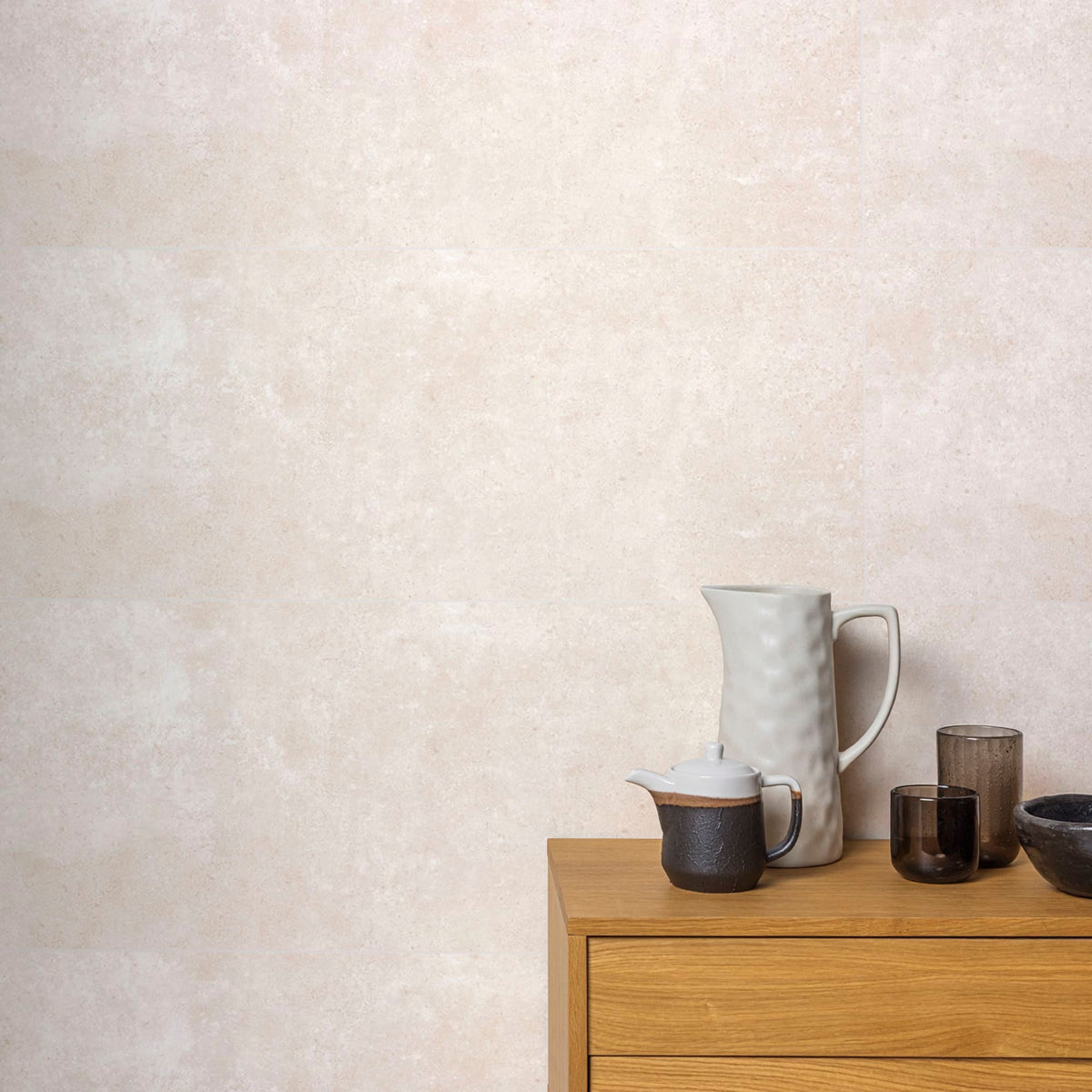 Carrelage effet Béton Beige Lin 100x33,3x0,86 cm Montelis - Mur intérieur