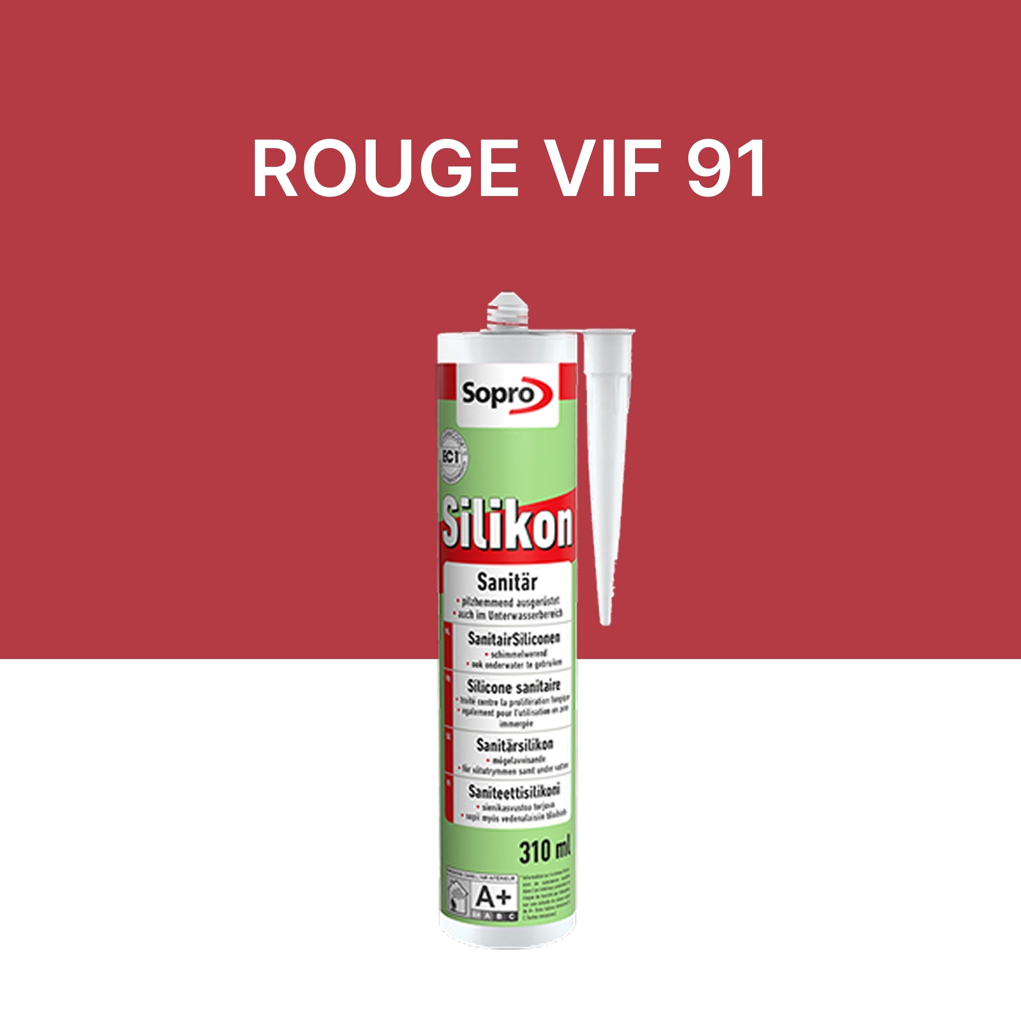 Mastic silicone spécial piscine - Rouge vif 91 - 310 ml