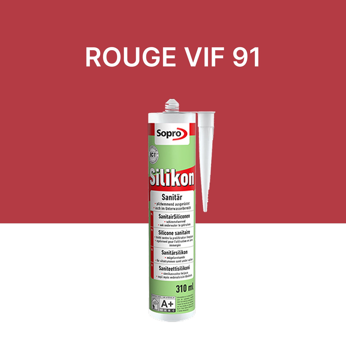 Mastic silicone spécial piscine - Rouge vif 91 - 310 ml