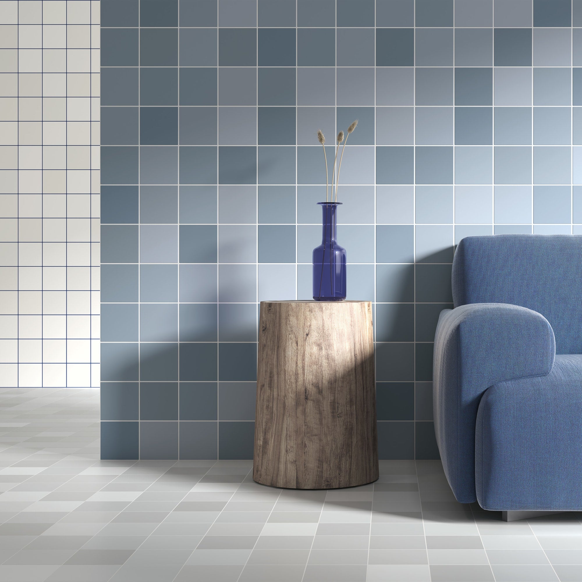 Carrelage effet Zellige Bleu 12,3x12,3x0,87 cm Cubriel - Sol et mur intérieur