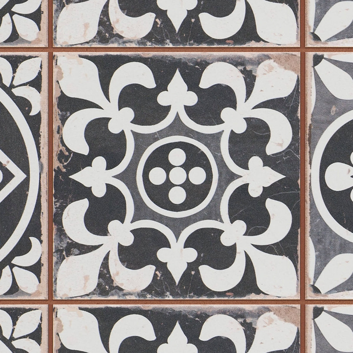 Carrelage Vintage Noir Patchwork 33x33x0,95 cm Vintara - Sol et mur intérieur