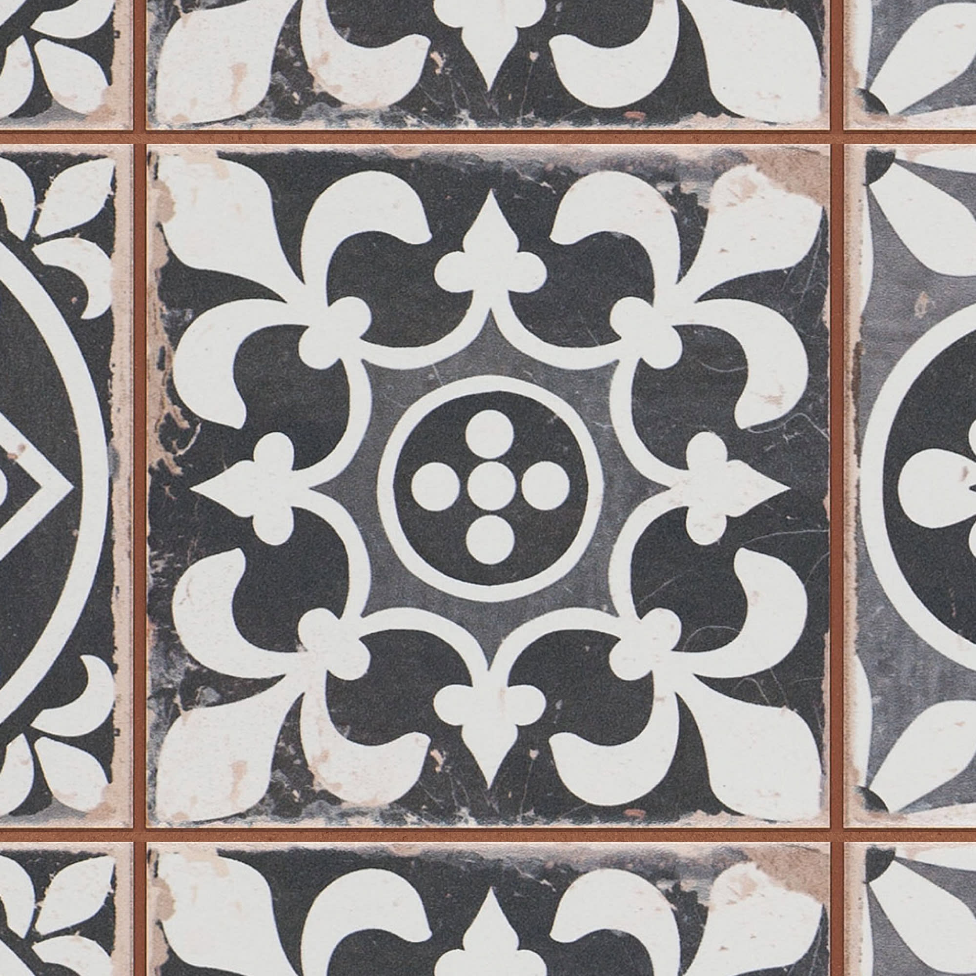 Carrelage Vintage Noir Patchwork 33x33x0,95 cm Vintara - Sol et mur intérieur