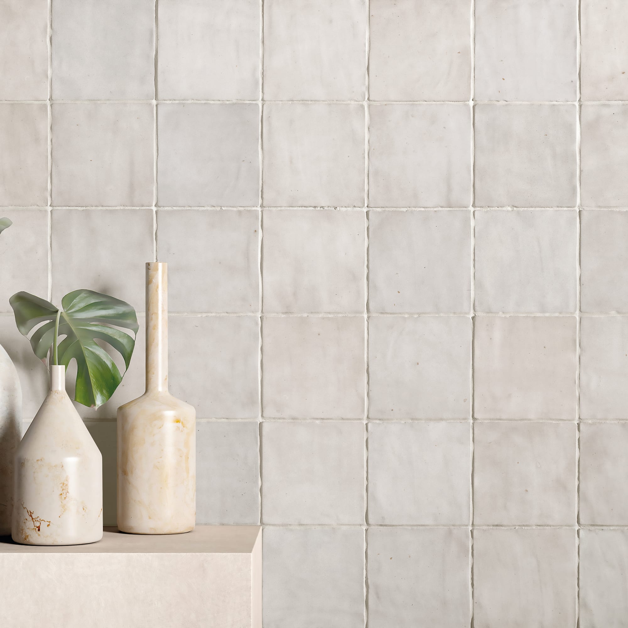 Carrelage effet Zellige Blanc 10x10x0,85 cm Mat Serinor - Mur intérieur