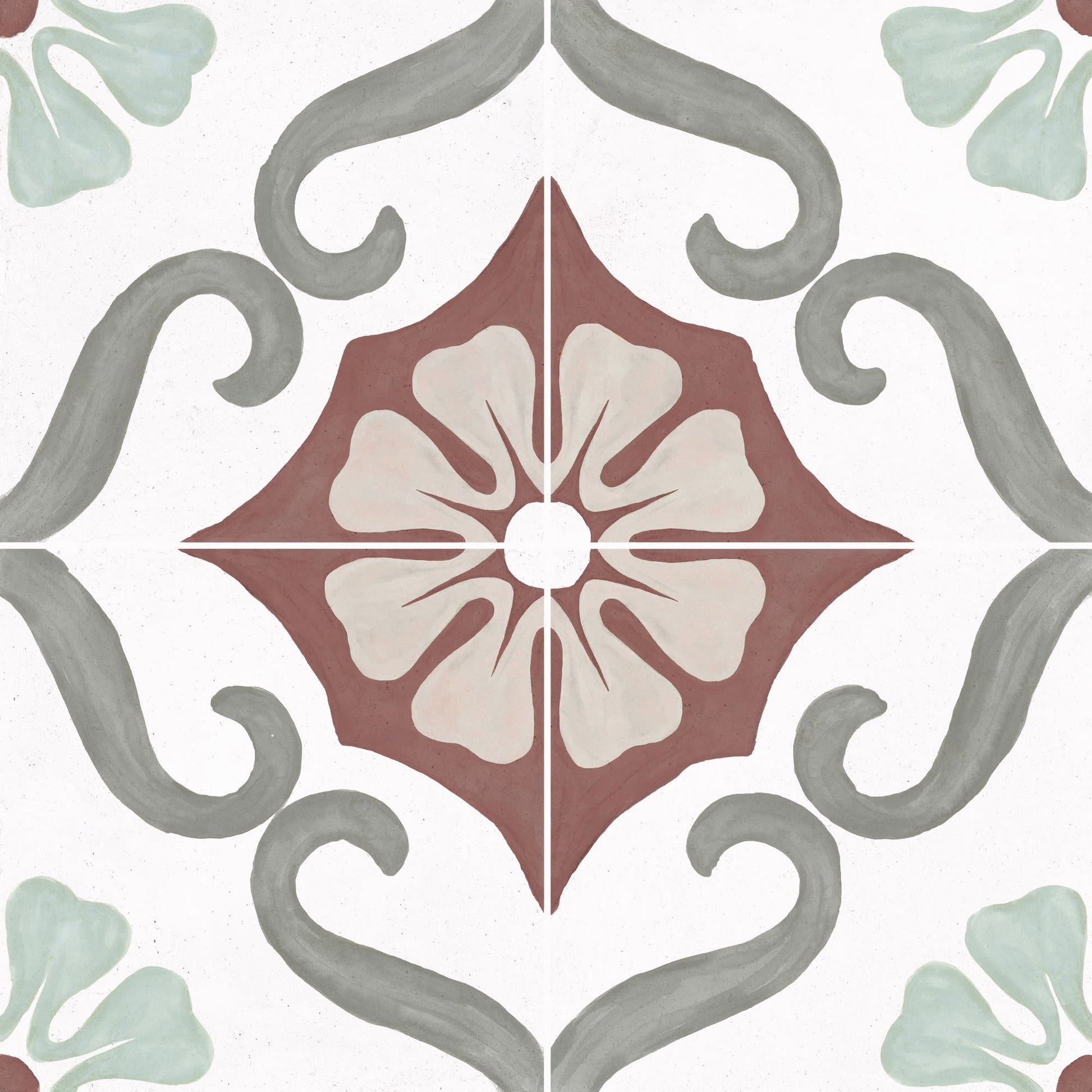 Carrelage effet Carreau ciment Florentis Rouge 22,3x22,3x0,9 cm Soriel - Sol et mur intérieur