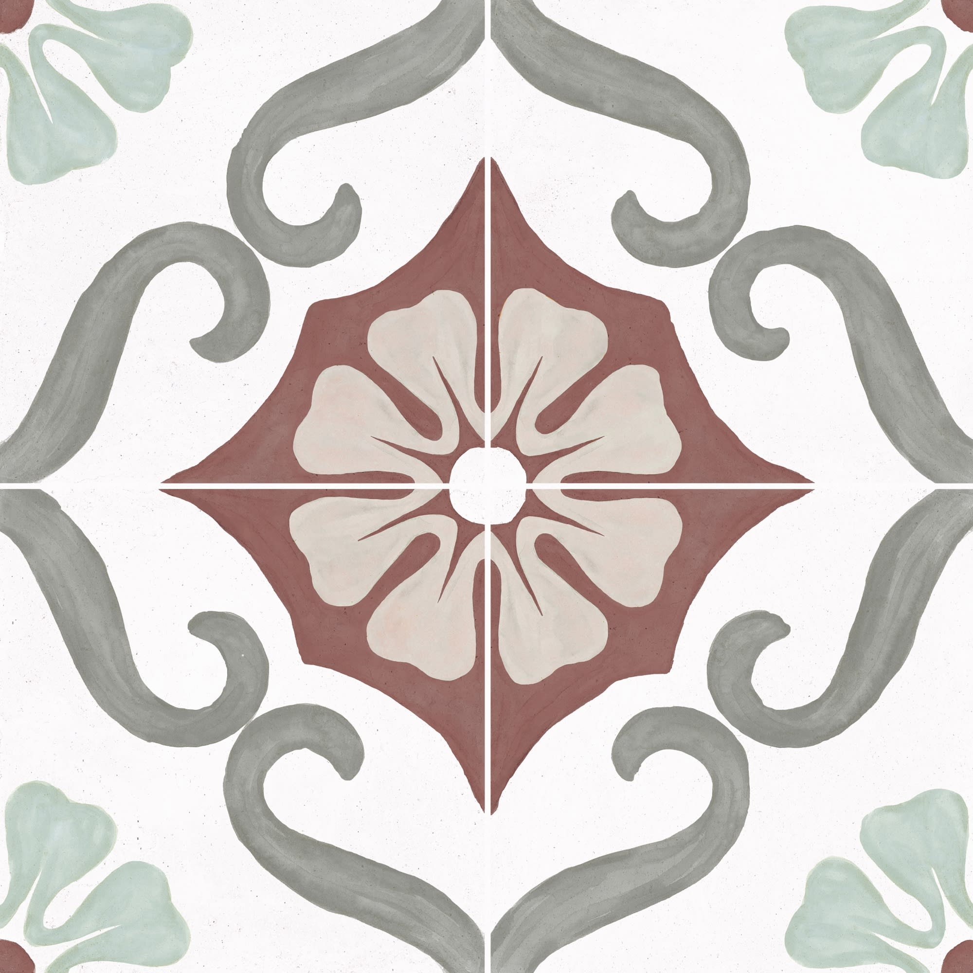 Carrelage effet Carreau ciment Florentis Rouge 22,3x22,3x0,9 cm Soriel - Sol et mur intérieur