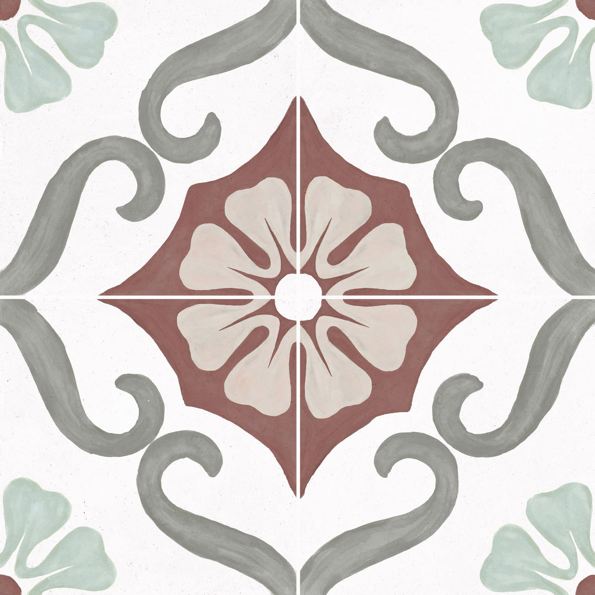Carrelage effet Carreau ciment Florentis Rouge 22,3x22,3x0,9 cm Soriel - Sol et mur intérieur