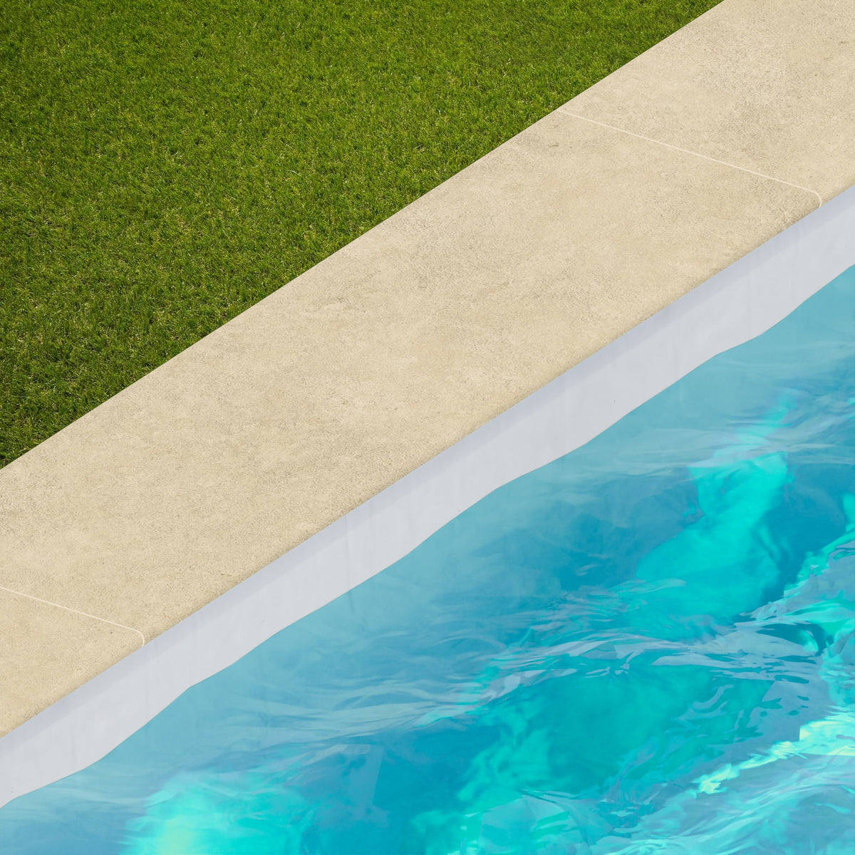 Margelle de piscine effet Pierre Calcaire Beige Sable 120x33x2 cm Bord 1/2 Rond Rocalta