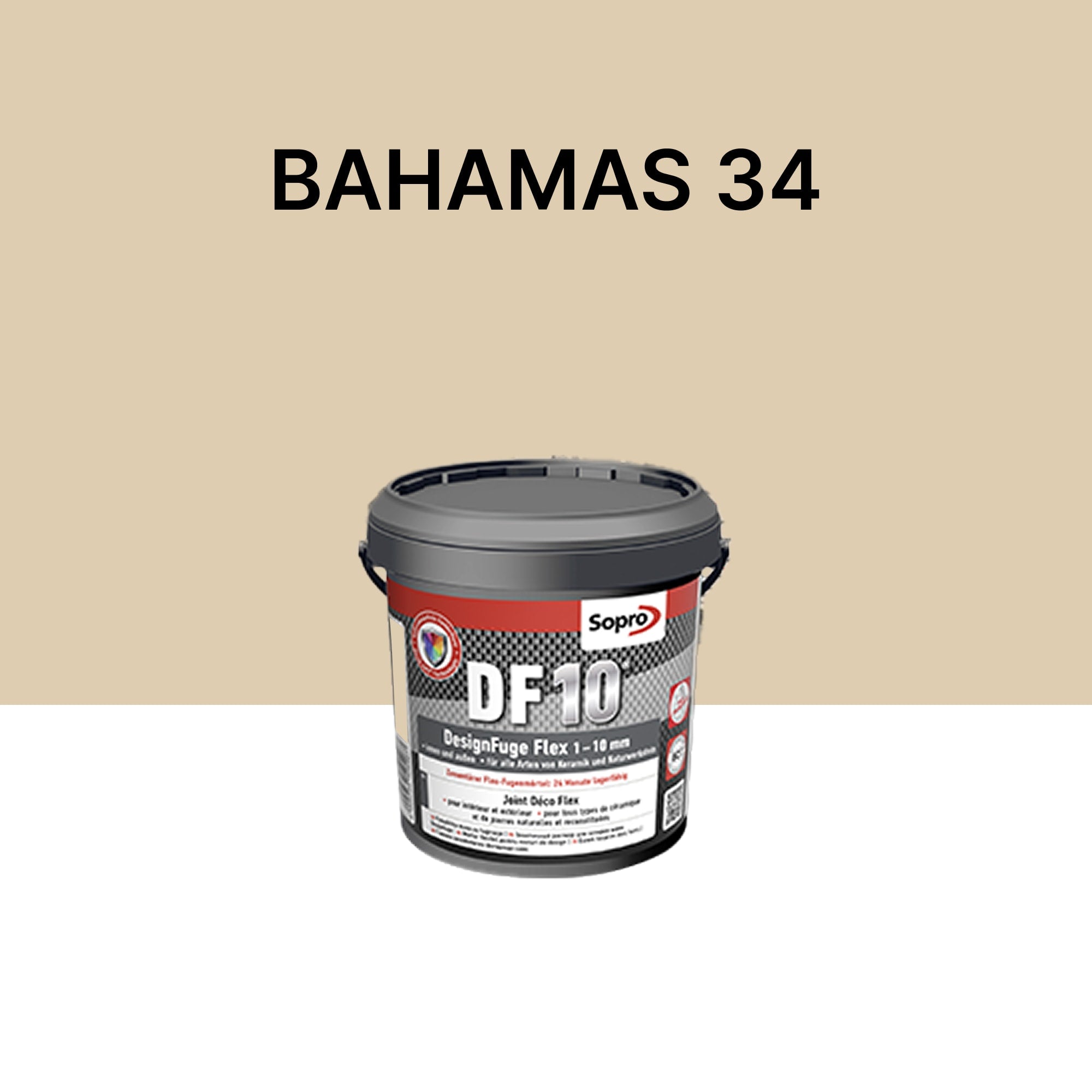 Joint carrelage salle de bains - 1 à 10 mm - Beige Bahamas 34 - Sopro DF 10 -  1 kg