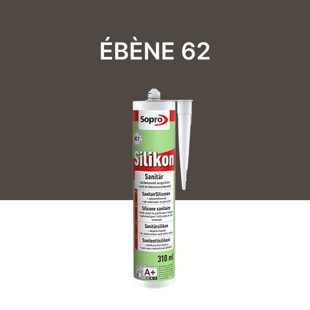 Mastic silicone spécial piscine - Ebène 62 - 310 ml