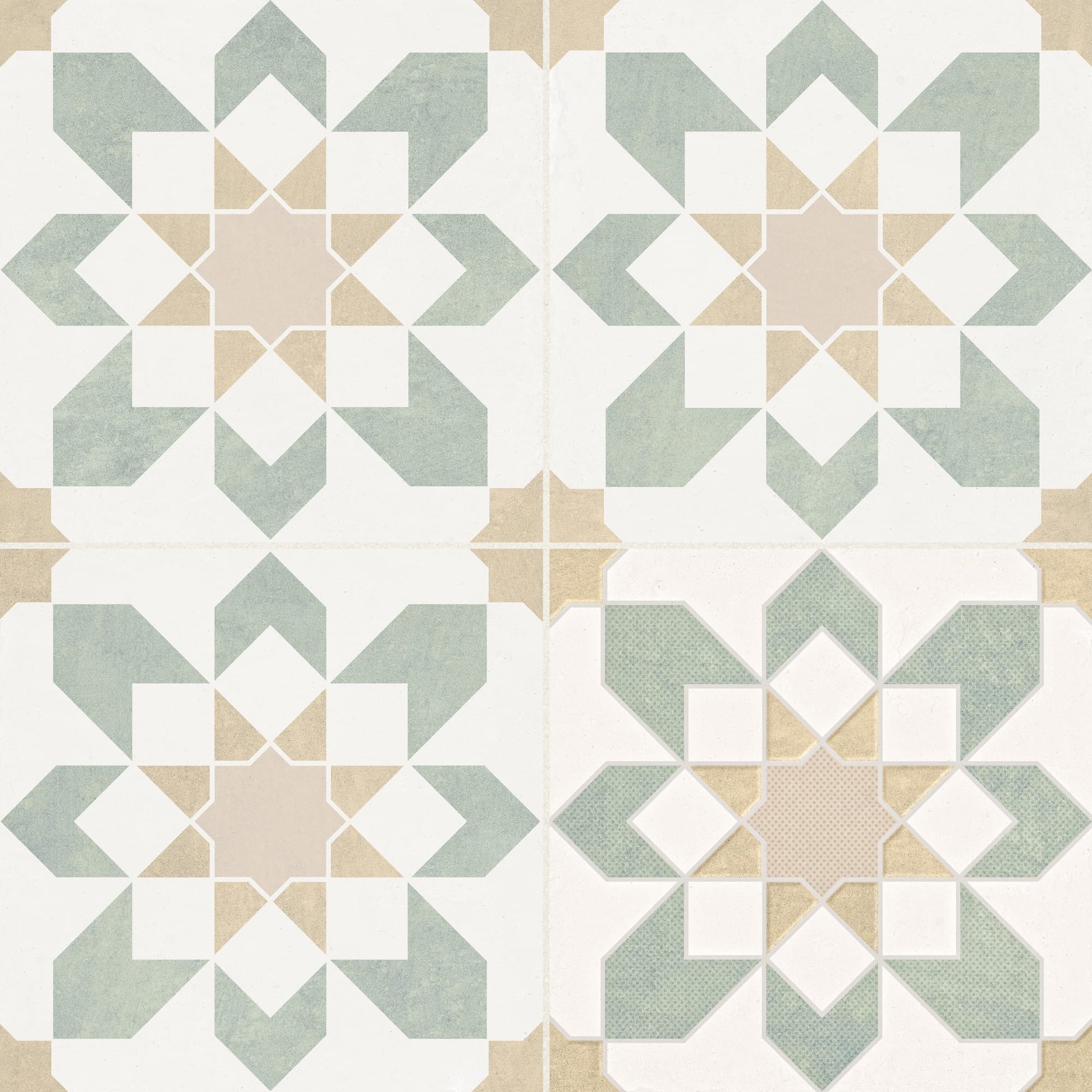 Carrelage effet Carreau ciment Levoria Vert 22,3x22,3x0,9 cm Elior - Sol et mur intérieur