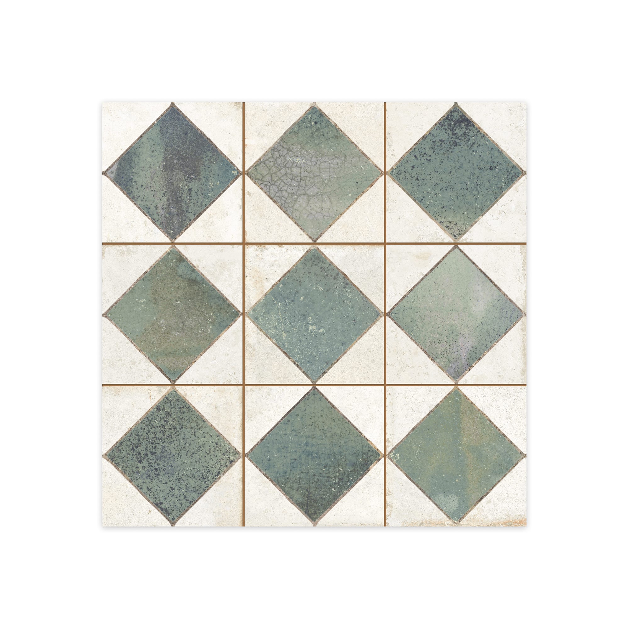 Carrelage Vintage Vert Damier 33x33x0,95 cm Solmira - Sol et mur intérieur