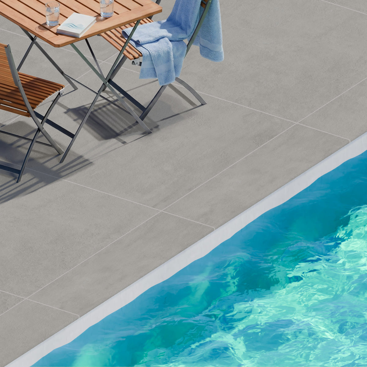 Margelle de piscine effet Béton Gris Cendré 120x33x2 cm Bord 1/2 Rond Gravino