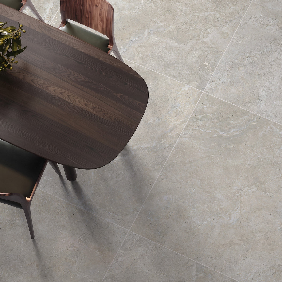Carrelage effet Travertin Gris Beige 90x90x0,9 cm In&Out Castorel - Sol et mur intérieur et Sol extérieur