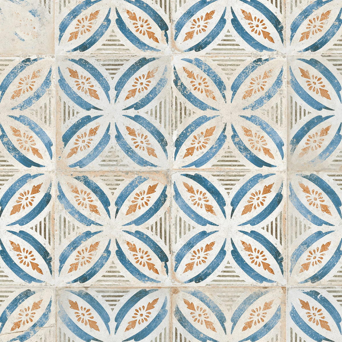 Carrelage Vintage effet Carreau ciment Bleu Arelate 45x45x0,95 cm Orlena - Sol et mur intérieur