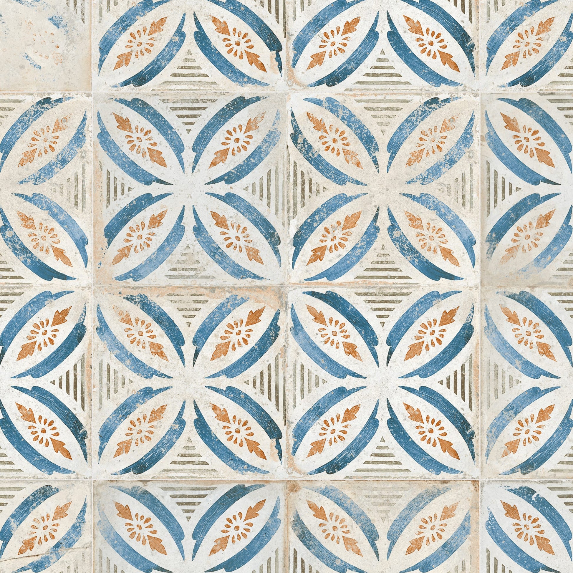 Carrelage Vintage effet Carreau ciment Bleu Arelate 45x45x0,95 cm Orlena - Sol et mur intérieur