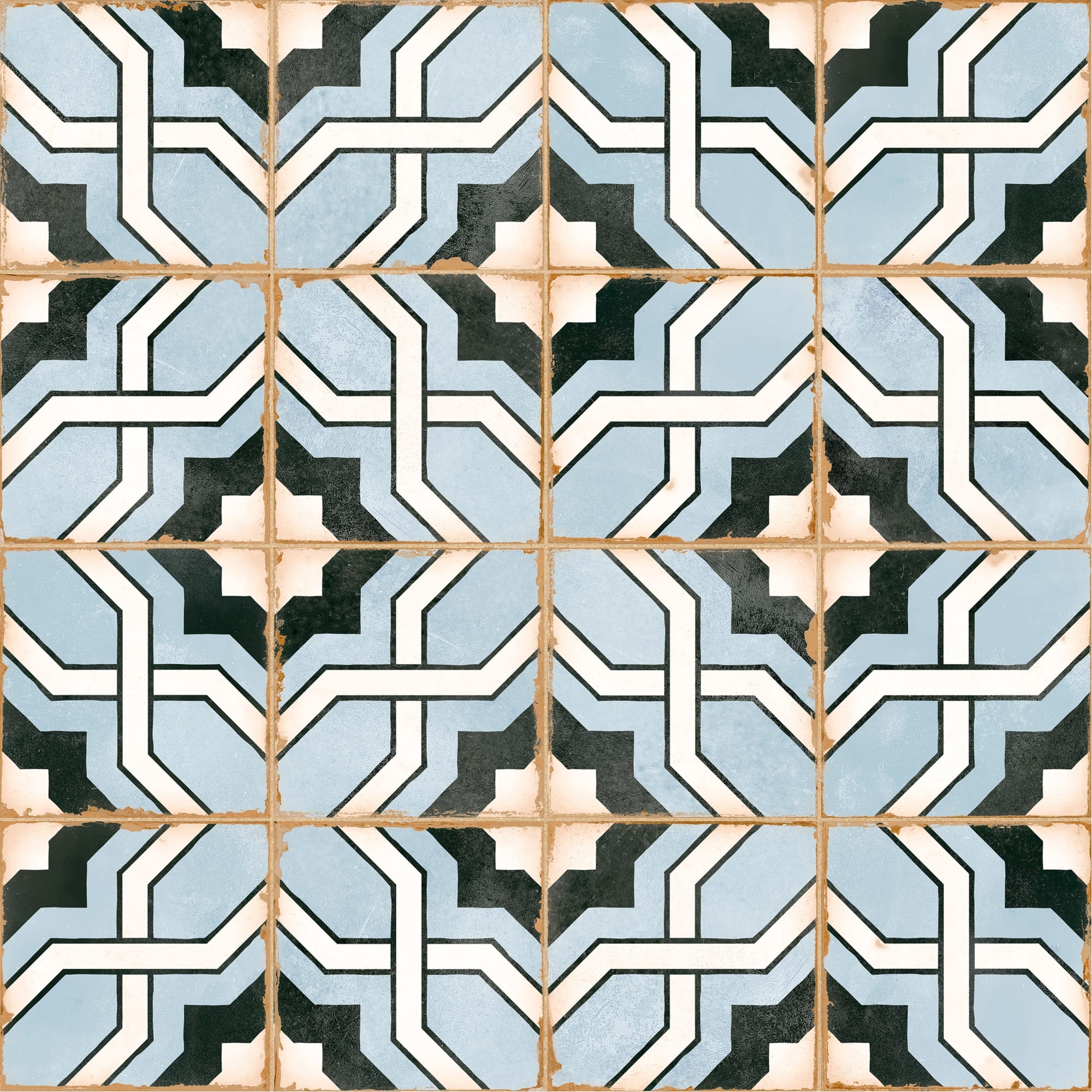 Carrelage effet Carreau ciment Noreza Bleu 12,3x12,3x0,87 cm Serano - Sol et mur intérieur