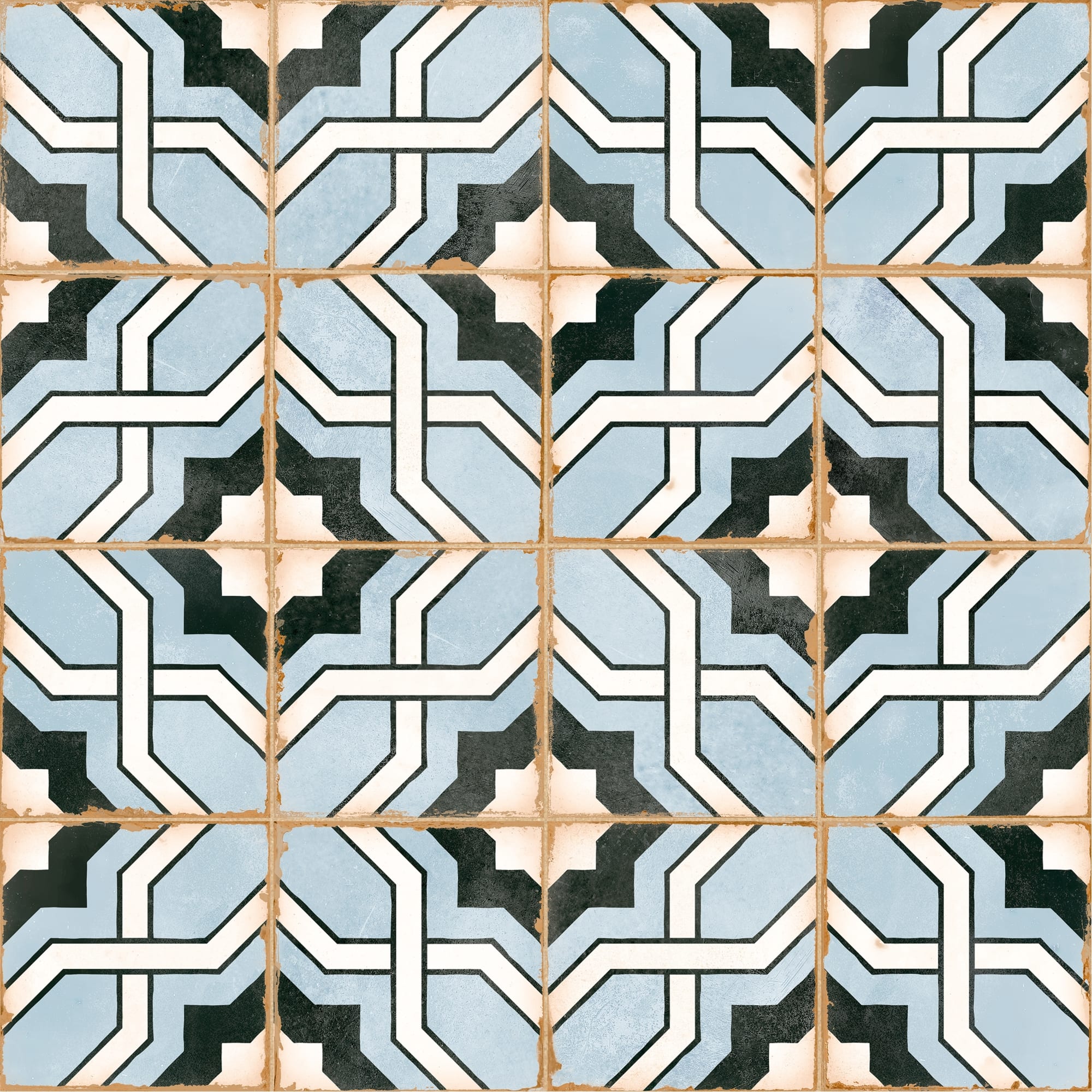 Carrelage effet Carreau ciment Noreza Bleu 12,3x12,3x0,87 cm Serano - Sol et mur intérieur