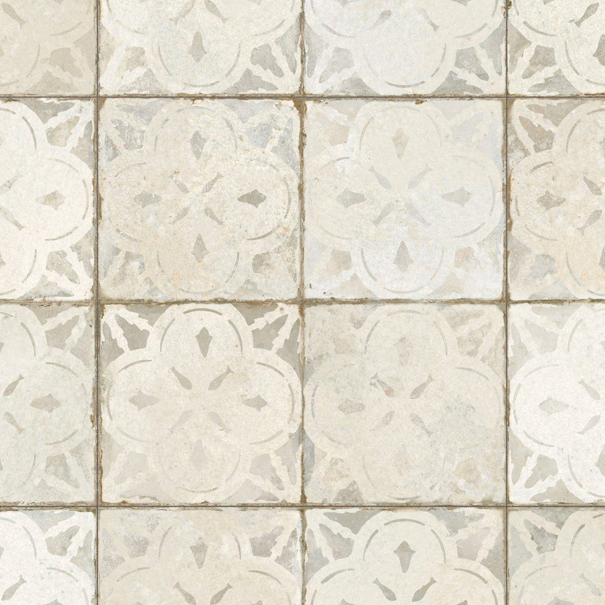 Carrelage Vintage effet Carreau ciment Blanc 45x45x0,95 cm Calenza - Sol et mur intérieur