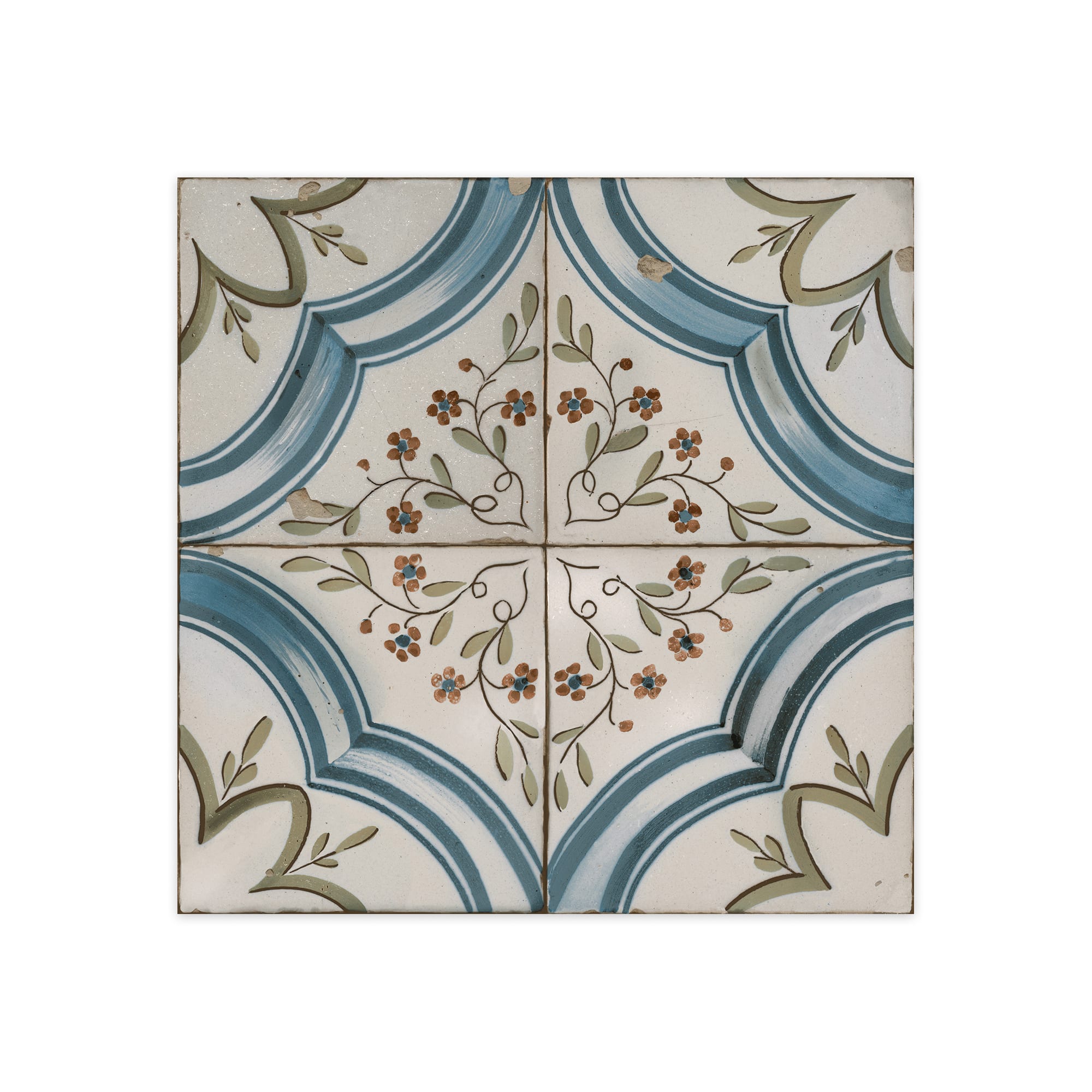 Carrelage Vintage effet Carreau ciment Bleu Thera 45x45x0,95 cm Azoria - Sol et mur intérieur