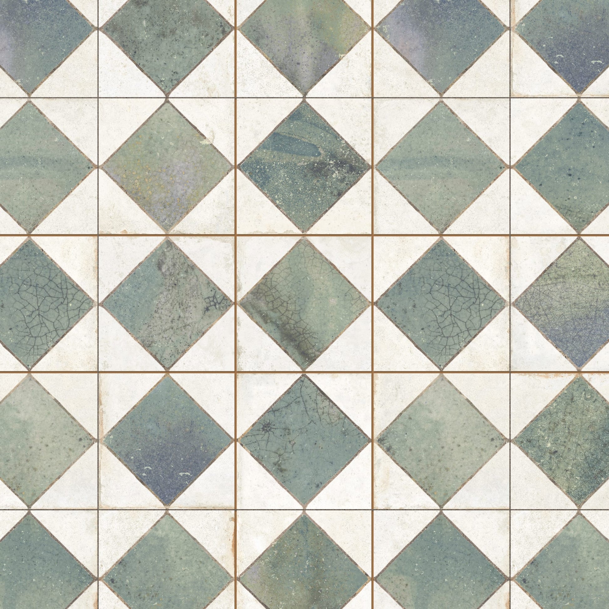 Carrelage Vintage Vert Damier 33x33x0,95 cm Solmira - Sol et mur intérieur