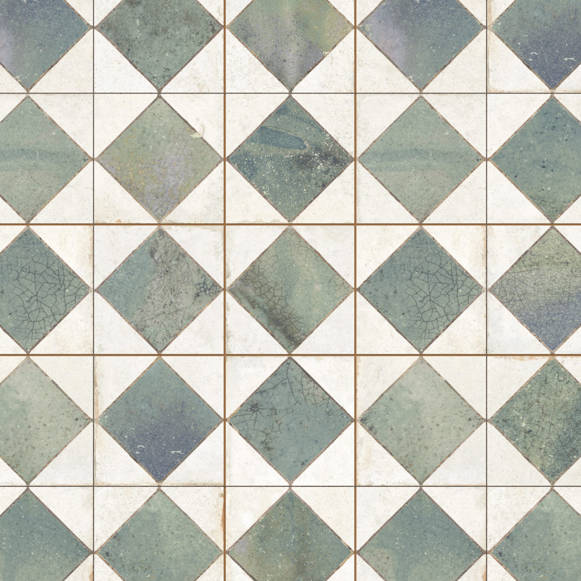 Carrelage Vintage Vert Damier 33x33x0,95 cm Solmira - Sol et mur intérieur
