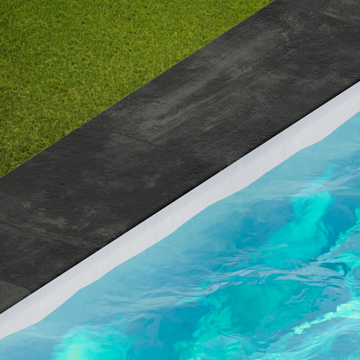 Margelle de piscine effet Béton Gris Nuit 80x40x2 cm Bord 1/2 Rond Gravino