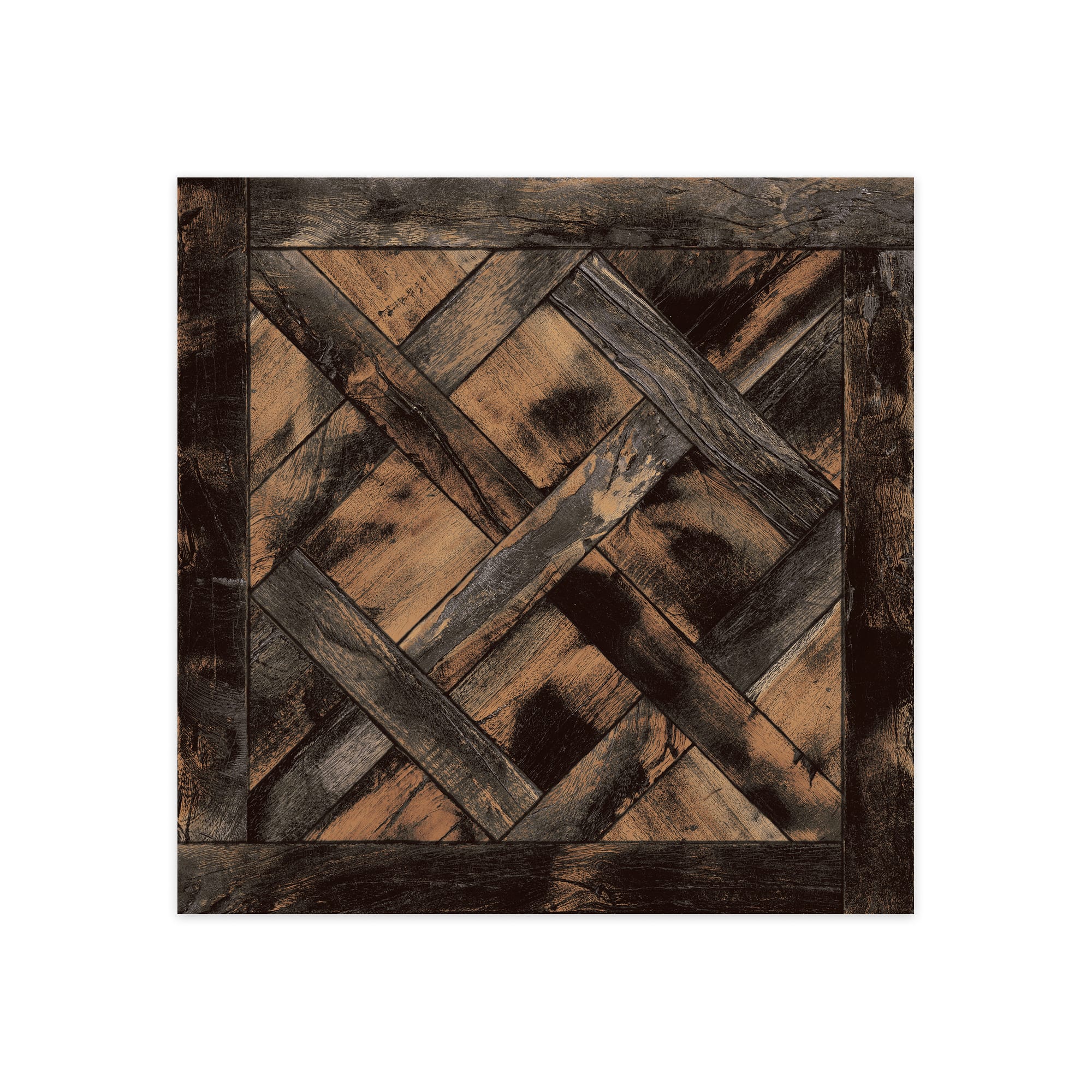 Carrelage Vintage effet Parquet Bois Noir Vieilli Versailles 45x45x0,95 cm Virelno - Sol intérieur