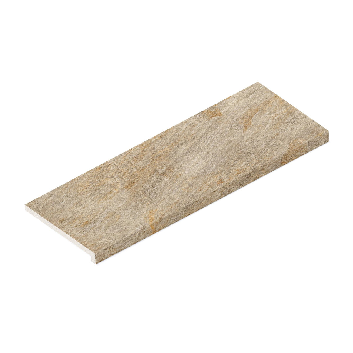 Margelle de piscine effet Pierre Quartzite Beige Doré 90x33x2 cm Bord Droit avec retombée Salvero