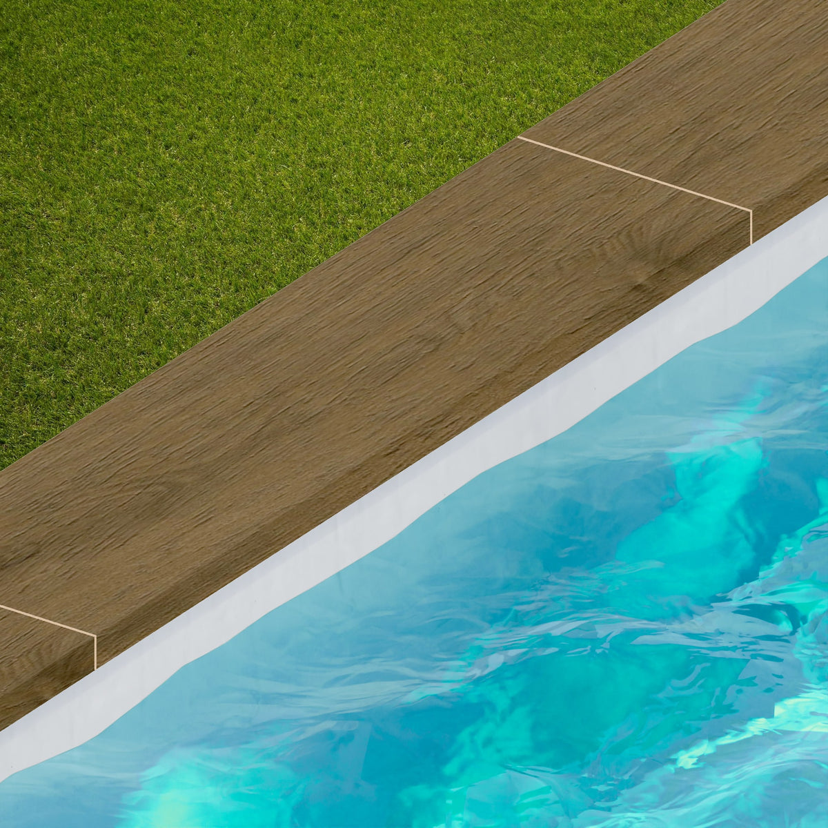 Margelle de piscine effet Bois Chêne Fumé Rustic 120x30x2 cm Bord Droit avec retombée Forenza