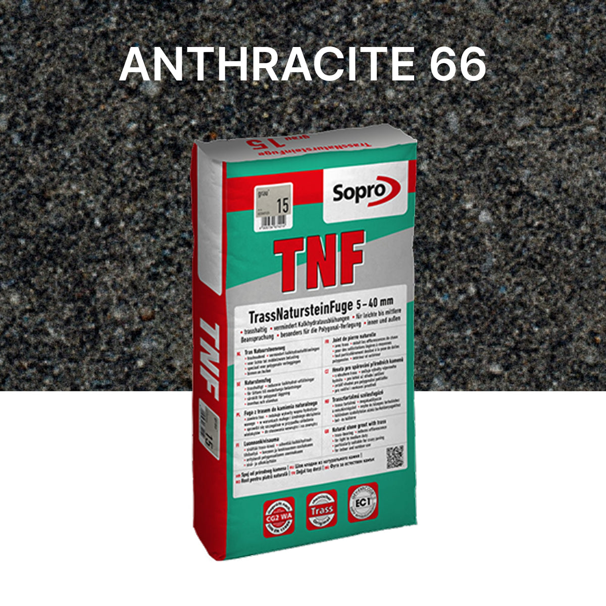 Joint carrelage extérieur - 5 à 40 mm - Gros grain - Anthracite 66 - Sopro TNF 676 - 25 kg