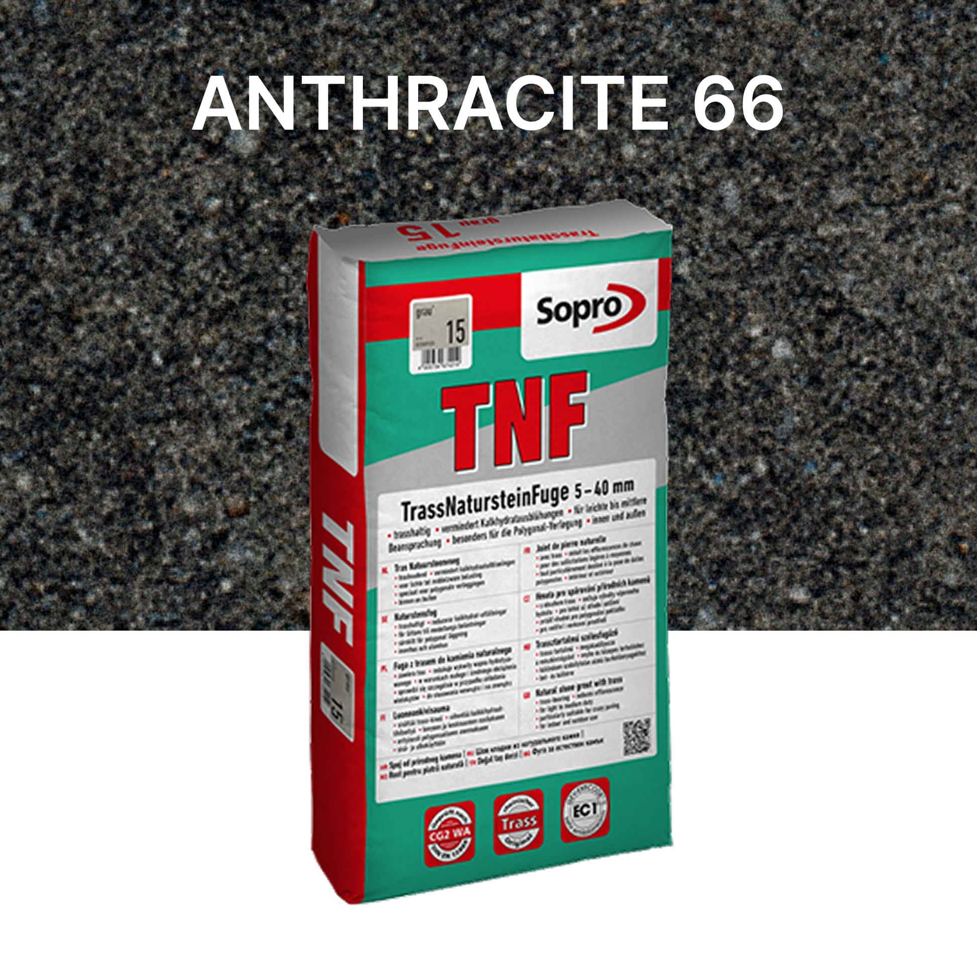 Joint carrelage extérieur - 5 à 40 mm - Gros grain - Anthracite 66 - Sopro TNF 676 - 25 kg