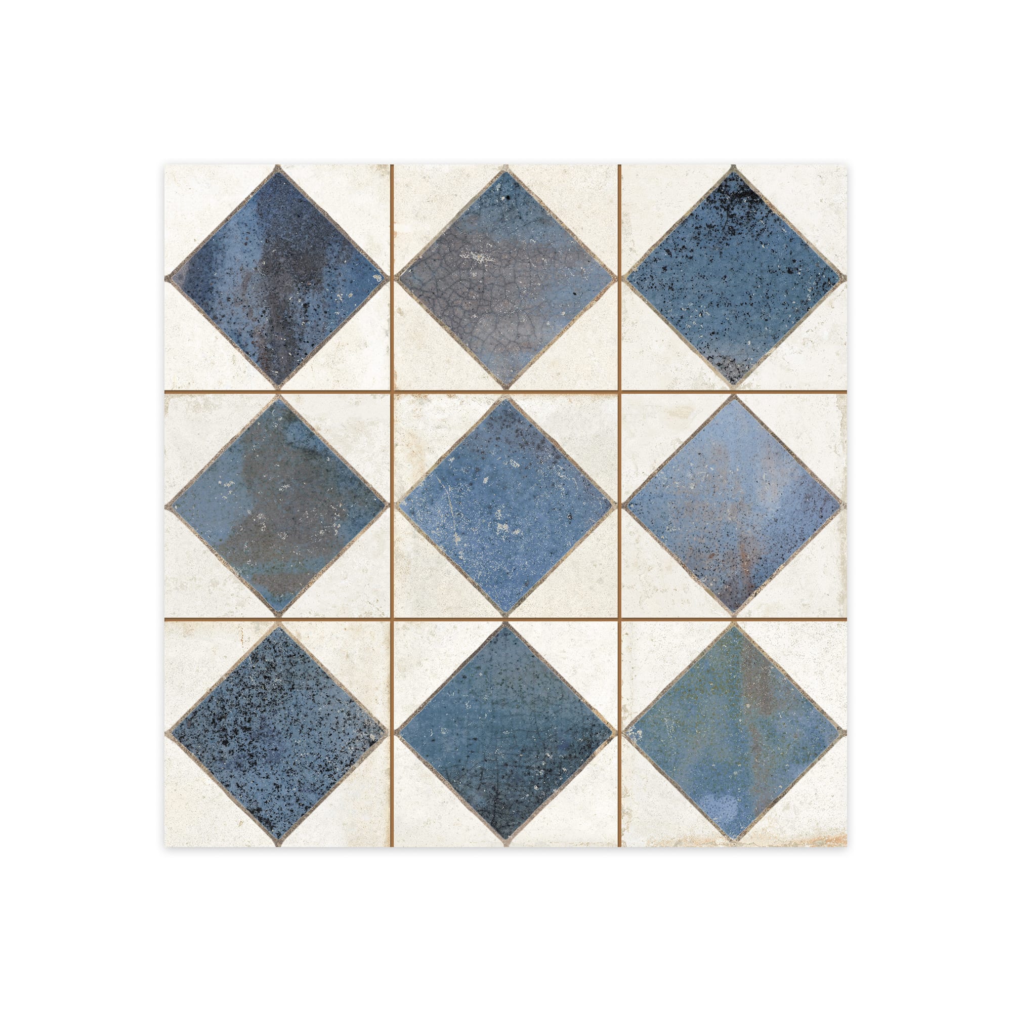 Carrelage Vintage Bleu Damier 33x33x0,95 cm Solmira - Sol et mur intérieur